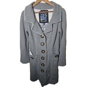 Millard Fillmore Anthropology Women's Gray Long Trench Coat M